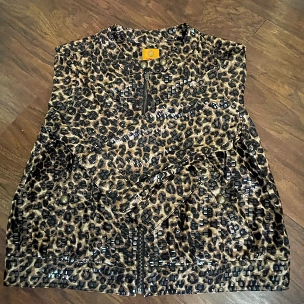 Ruby Rd Brown Leopard Sequin Girls Jacket Kids 12 Animal Print Zip Up
